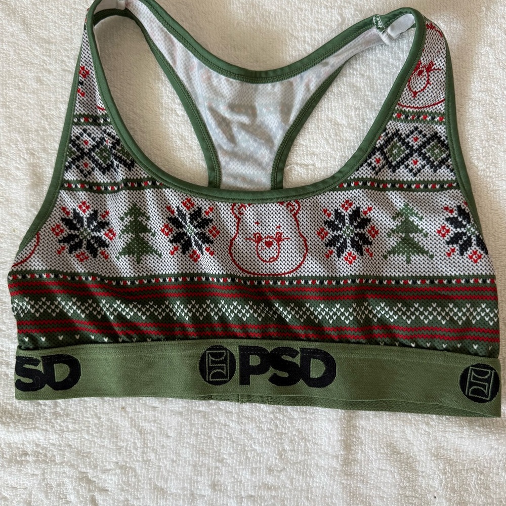 PSD Green and Red Patterned Sports Bra
